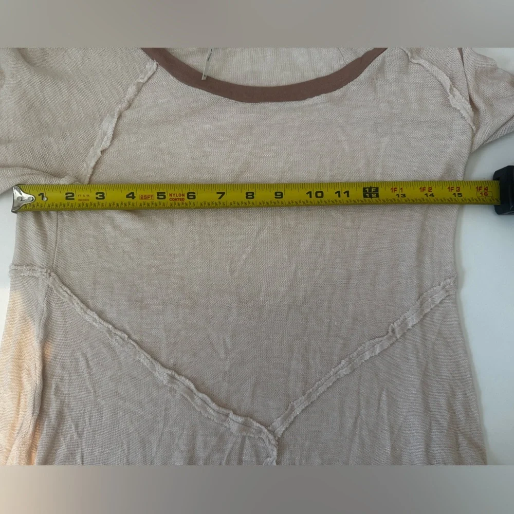 Intimately Free People Women's M Top Weekends Layering Gauzy Tee Beige EUC